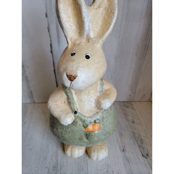 Vintage paper mache rabbit overalls‎ carrot Easter large home decor - Picture 2 of 8